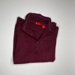 IZOD Long sleeve pullover quarter zip up size Large color Burgundy/Wine